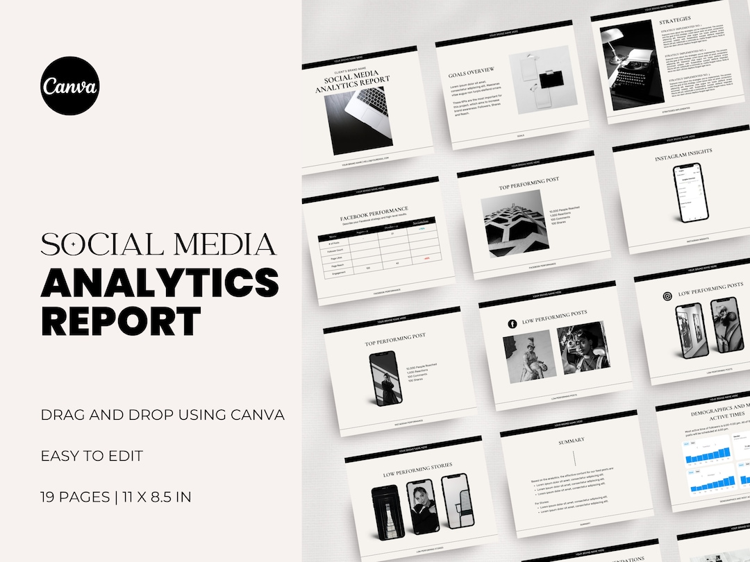 Social Media Analytics Report Canva Template | Business Template for ...