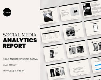 Social Media Analytics Report Canva Template | SMM, VA (Digital Download)