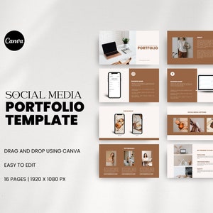 Social Media Portfolio Template | Portfolio Template for Social Media Manager | Minimalist Canva Template