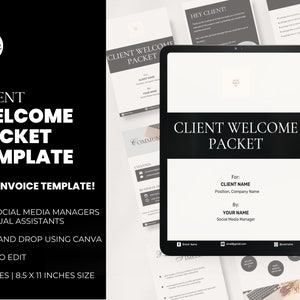 New Client Onboarding Welcome Packet for Social Media Manager, Canva Social Media Templates, VA Templates