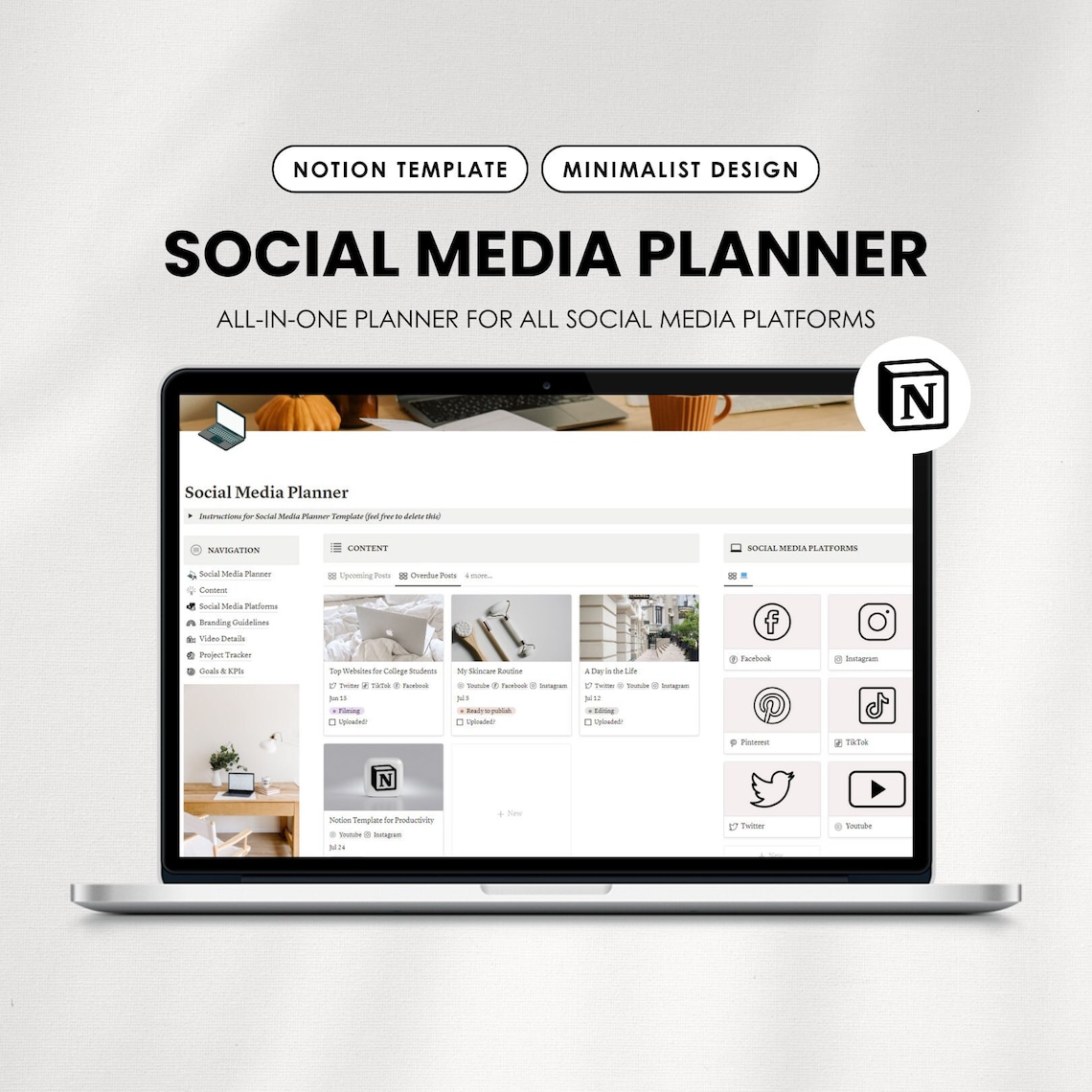 Social Media Planner Notion Template Content Planner Notion Etsy