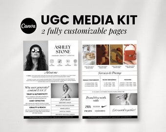 UGC Media Kit Portfolio Template, Influencer Blogger Youtube Tiktok Media Kit, Minimalist Canva Template