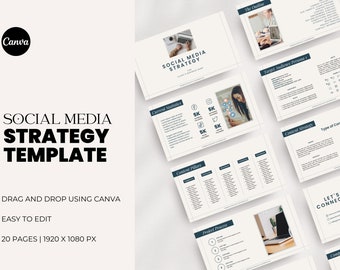 Social Media Client Strategy Template for Social Media Manager | Marketing Proposal | Editable Canva Template