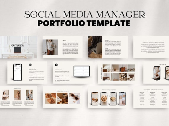 Social Media Portfolio Template | Portfolio Template for Social Media Manager | Minimalist Canva Template