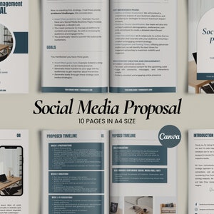 Social Media Proposal Template | Freelance Social Media Manager Strategy Proposal | Editable Canva Template