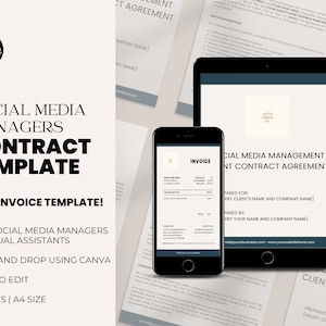 Freelance Social Media Manager Contract Template | Social Media Management Contract Template | Social Media Client Service Agreement