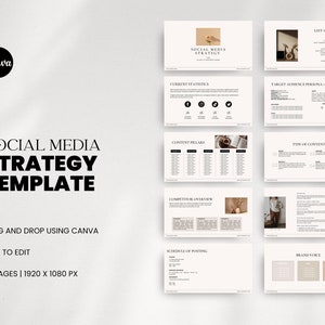 Minimalist Social Media Strategy Template | Client Strategy Template for Social Media Manager | Digital Marketing Canva Template
