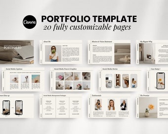 Social Media Portfolio Template | Portfolio Template for Social Media Manager | Minimalist Canva Template
