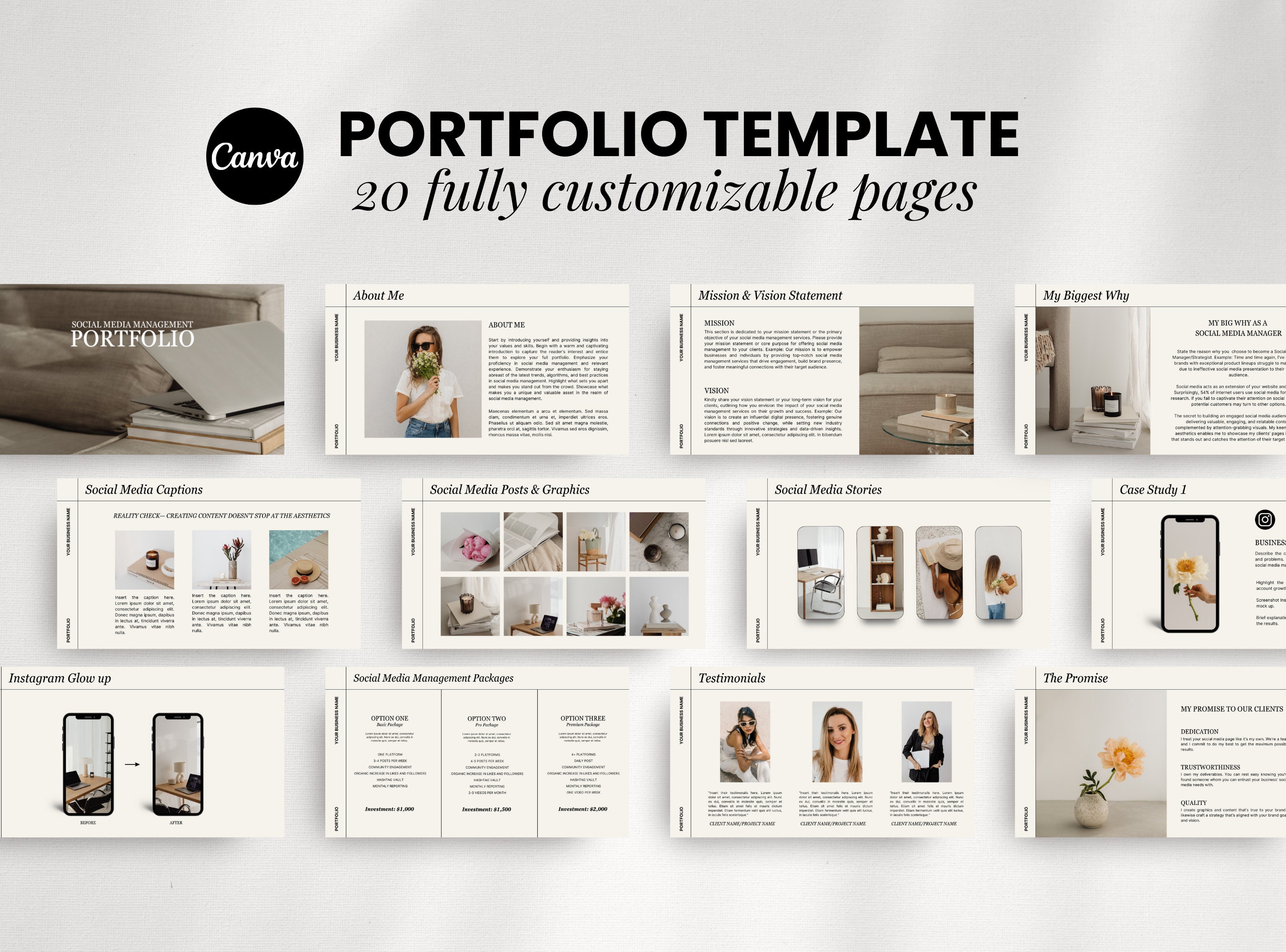 Social Media Portfolio Template Portfolio Template for Etsy Social Media Portfolio Template Portfolio Template for Etsy