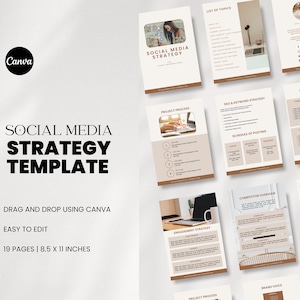 Social Media Strategy Template | Client Strategy for Social Media | Marketing Proposal | Social Media Manager Canva Template