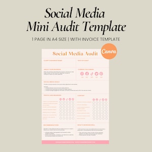 Social Media Audit Template for Social Media Managers | Client Marketing Audit Report | Social Media Channel Audit