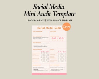 Social Media Audit Template for Social Media Managers | Client Marketing Audit Report | Social Media Channel Audit