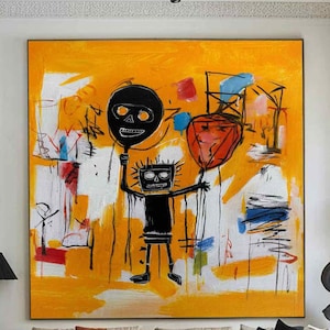 JeanMichel Basquiat, pop art, large graffiti art, Street graffiti art, graffiti abstract art, graffiti art, graffiti wall decor,handmade art