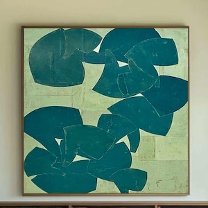 Blue & green Retro wall decor,Sage green Minimalist wall art,Sage green wabi sabi wall art ,sage green wall art,Modern wall decoration