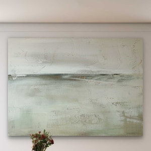 Light green landscape painting Green Textured Wabi-sabi Wall Art,Sage green Minimalist wall art, green Minimalist Wall Art
