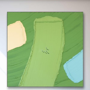 Original golf canvas wall art Green textured wall art gift for him unique gift Green golf art Green 3D texture painting Green Minimalist Art