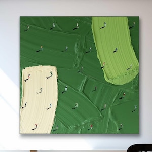 golf art,Green golf art ,Custom work gift Green Minimalist Art Original golf canvas art Green textured wall art Green 3D texture painting
