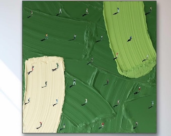 golf painting,Green golf art ,Green textured wall art,Custom gift Green Minimalist Art Original golf canvas art Green 3D texture painting