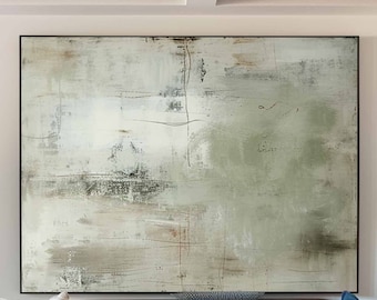sage green wall art,wabi sabi wall art,Sage green Minimalist wall art ,Large Beige Minimalist Wall Art,Neutral green abstract art On Canvas
