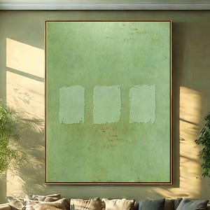 Sage green Minimalist wall art,wabi sabi wall art ,sage green wall art,Large Beige Minimalist Wall Art,Neutral green 3D abstract art Canvas