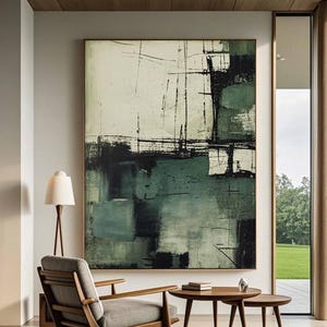 Green Abstract Wall Art Green Abstract Minimalist Painting Wabi Sabi Wall Art Green Painting Neutral Wall Art Decor Retro wall decoration
