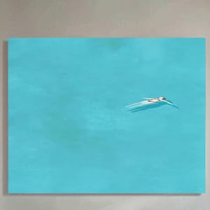Large blue wall art, Multiple swimming painting, girls swimming canvas painting, minimalist art, Bikini girls swim on their backs,unique art