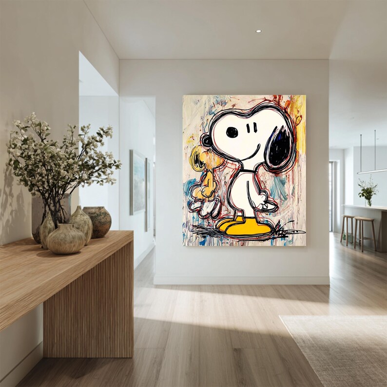 Abstract Graffiti Painting Large Snoopy Wall Art Graffiti Art Colorful ...