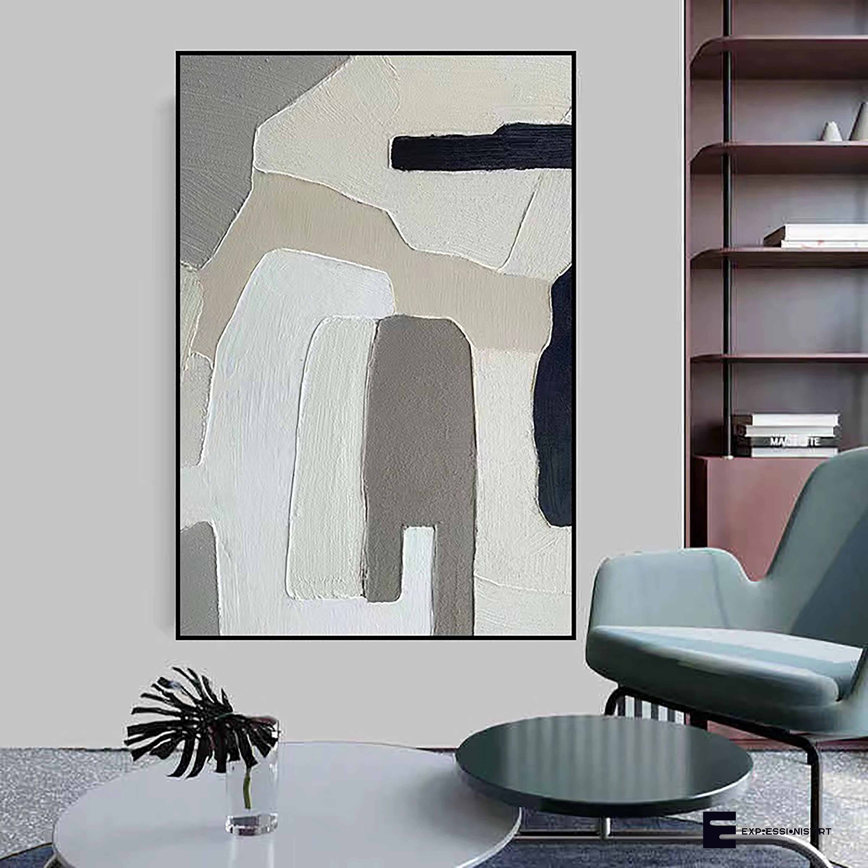 White Abstract Art Black and Grey Wall Art Grey Wall Art Black Etsy