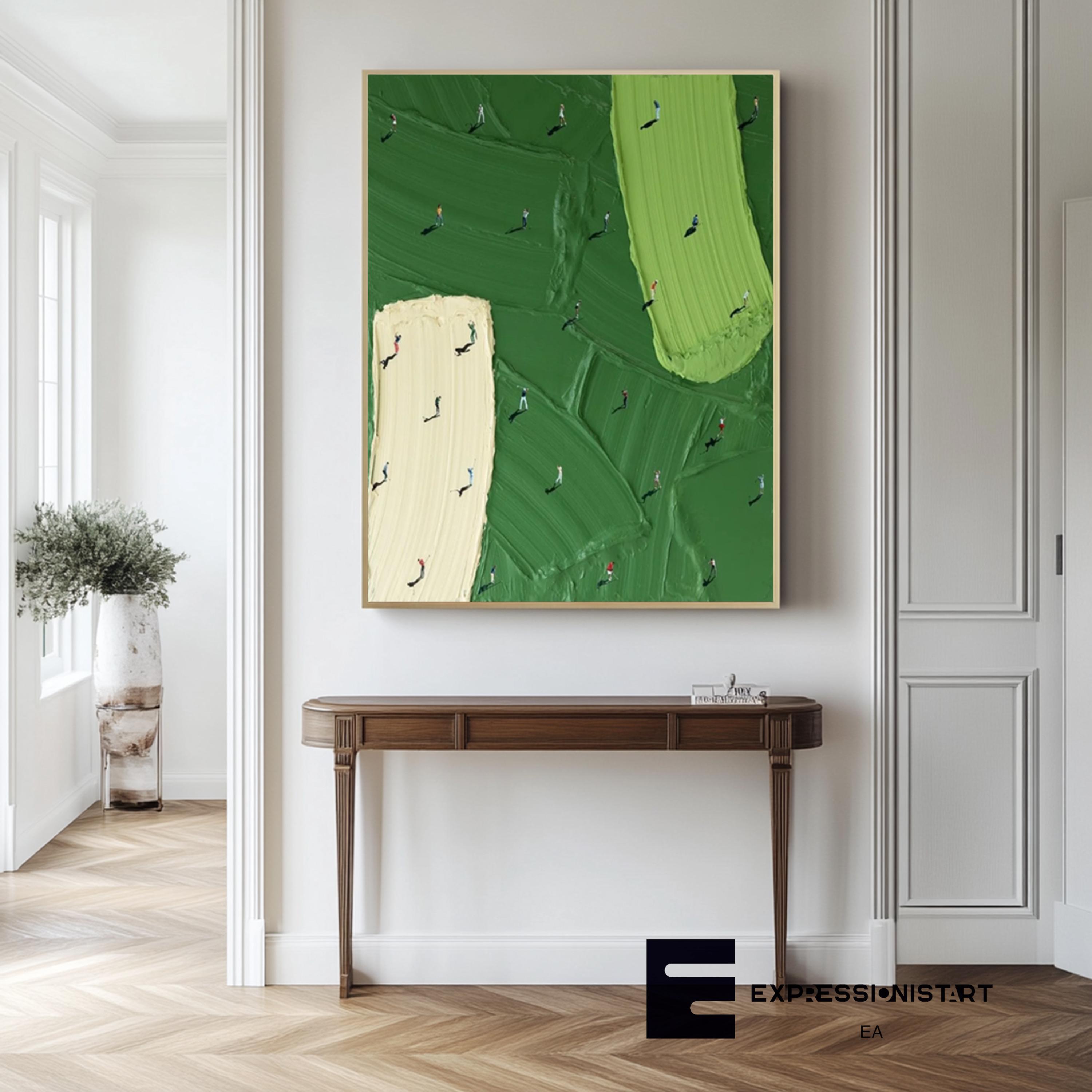 golf art,Green golf art ,Green textured wall art,Custom work gift Green Minimalist Art Original golf canvas art Green 3D texture painting
