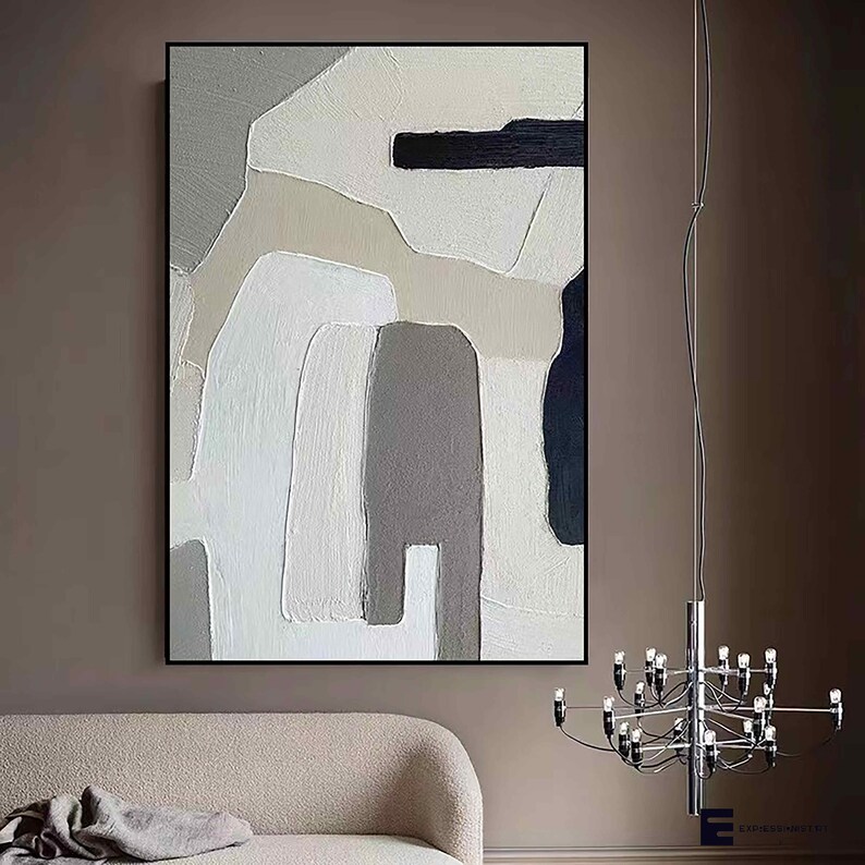 White Abstract Art Black and Grey Wall Art Grey Wall Art Black Etsy