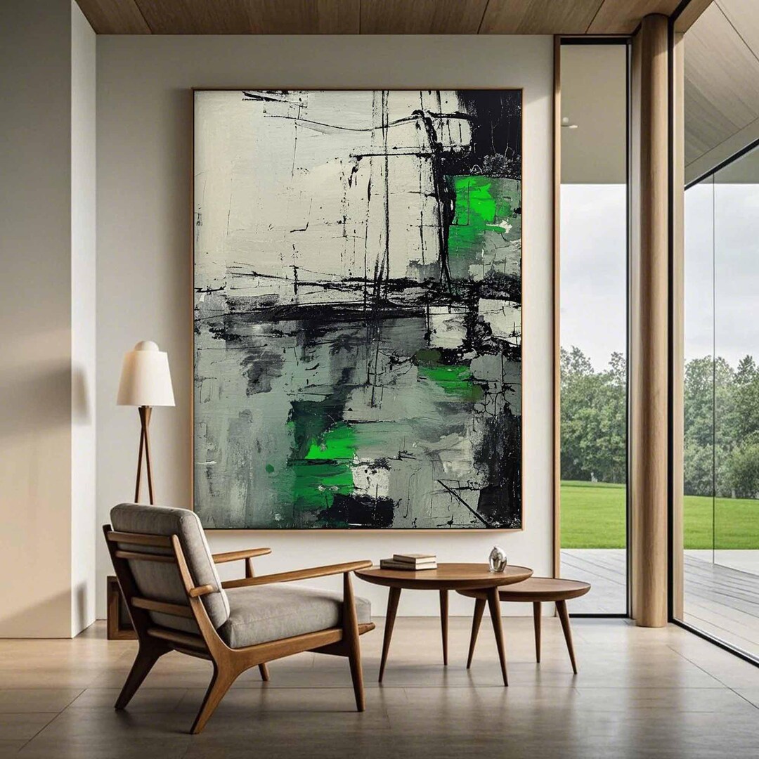 Wabi Sabi Wall Art Green Abstract Wall Art Green Texture Painting on ...