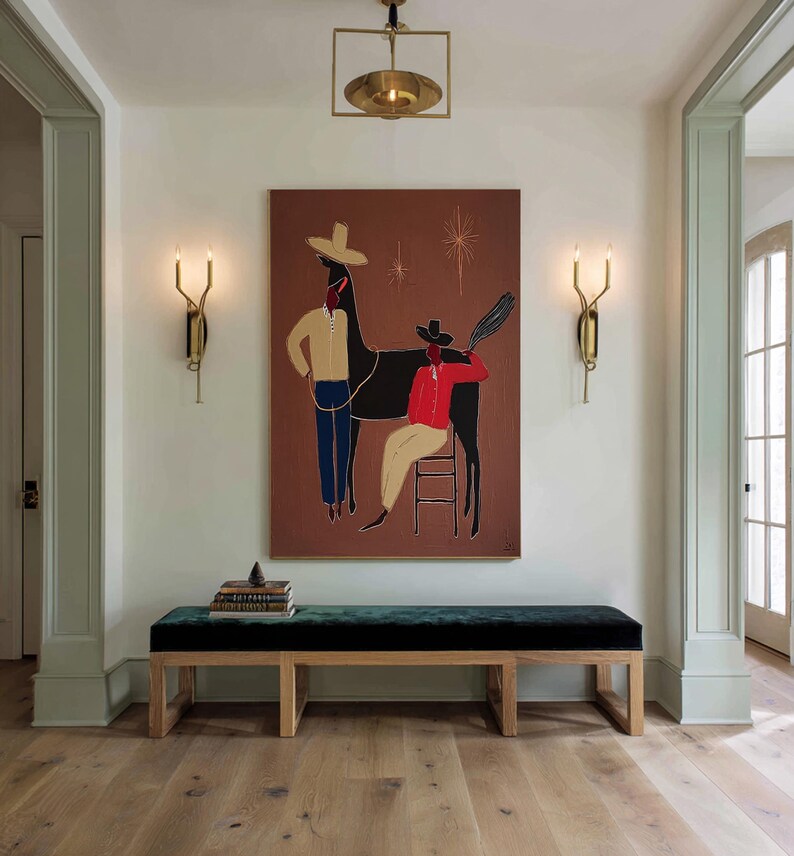 Japandi Western Conwboy Wall Art Original 2 Western Cowboy and Horse ...