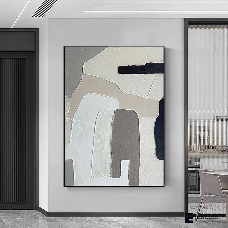 White Abstract Art Black and Grey Wall Art Grey Wall Art Black Etsy