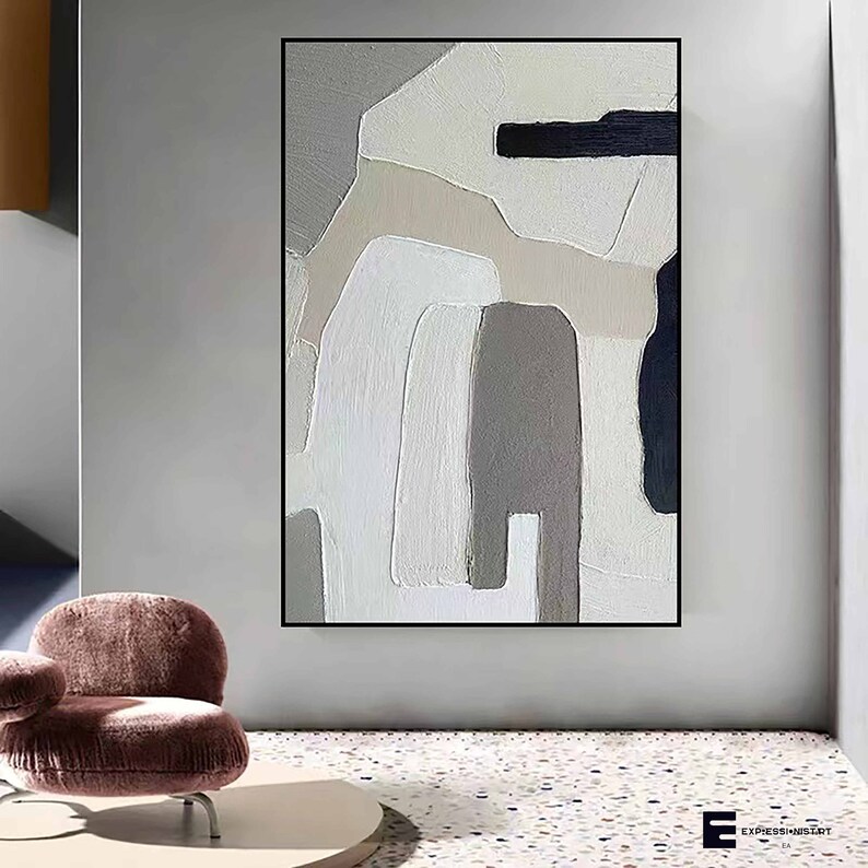 White Abstract Art Black and Grey Wall Art Grey Wall Art Black Etsy