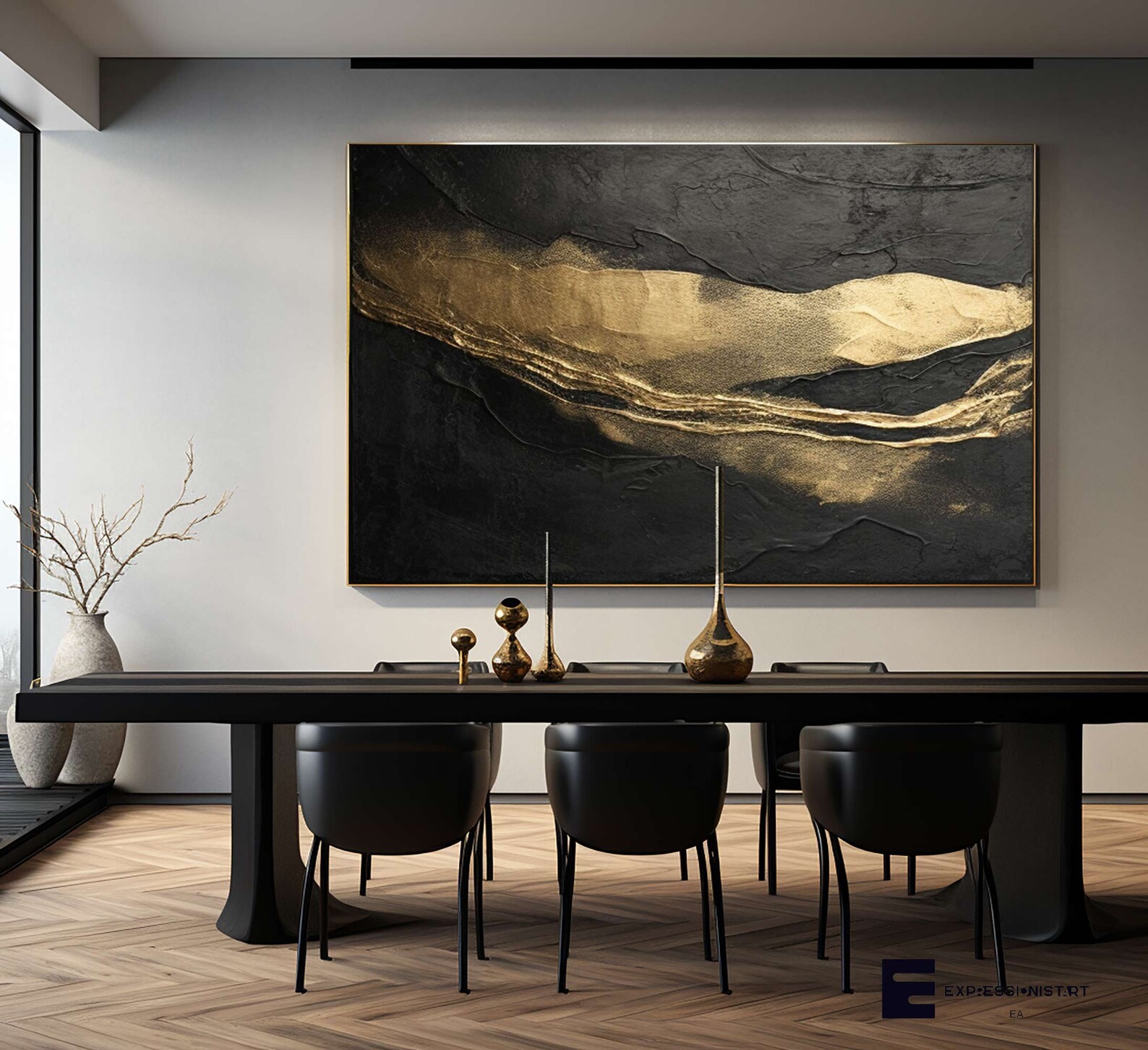 Large Gold Framed Wall Decor Black Gold Texture Wall Art Black Gold 3D