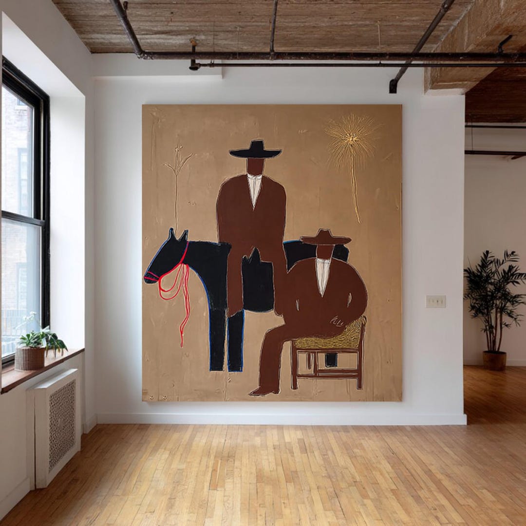 Japandi Western Conwboy Wall Art Original 2 Western Cowboy and Horse ...