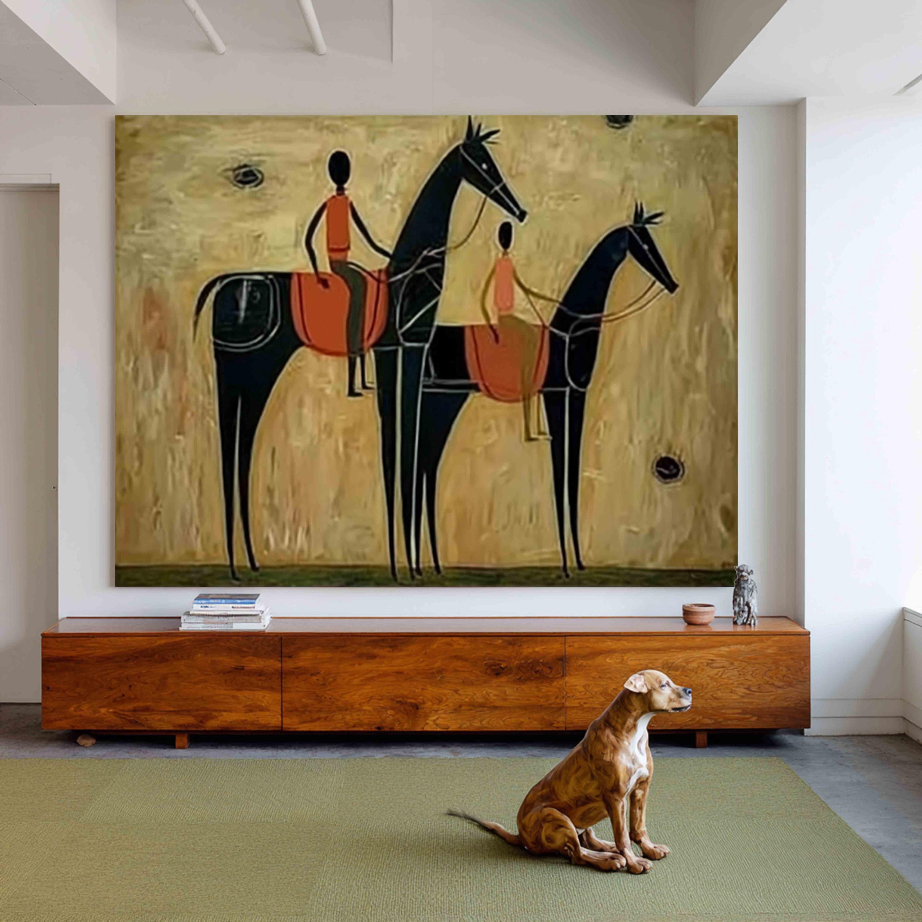 Japandi Western Conwboy Wall Art Original Western Cowboy and Horse Oil ...