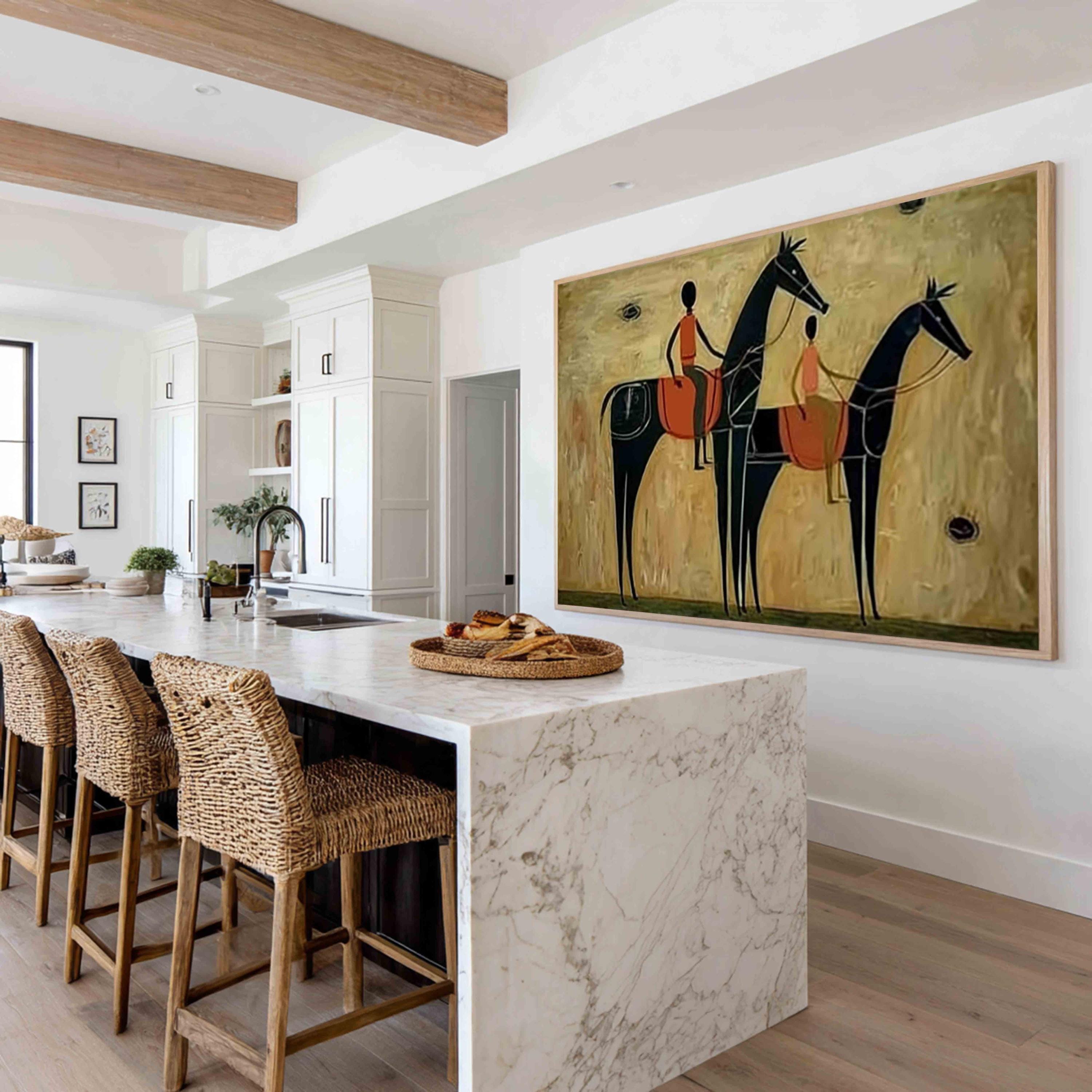 Japandi Western Conwboy Wall Art Original Western Cowboy and Horse Oil ...