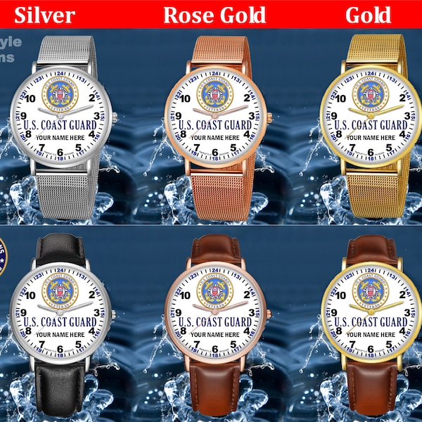 US Coast Guard Veteran Personalized Wristwatch. Made in the USA.