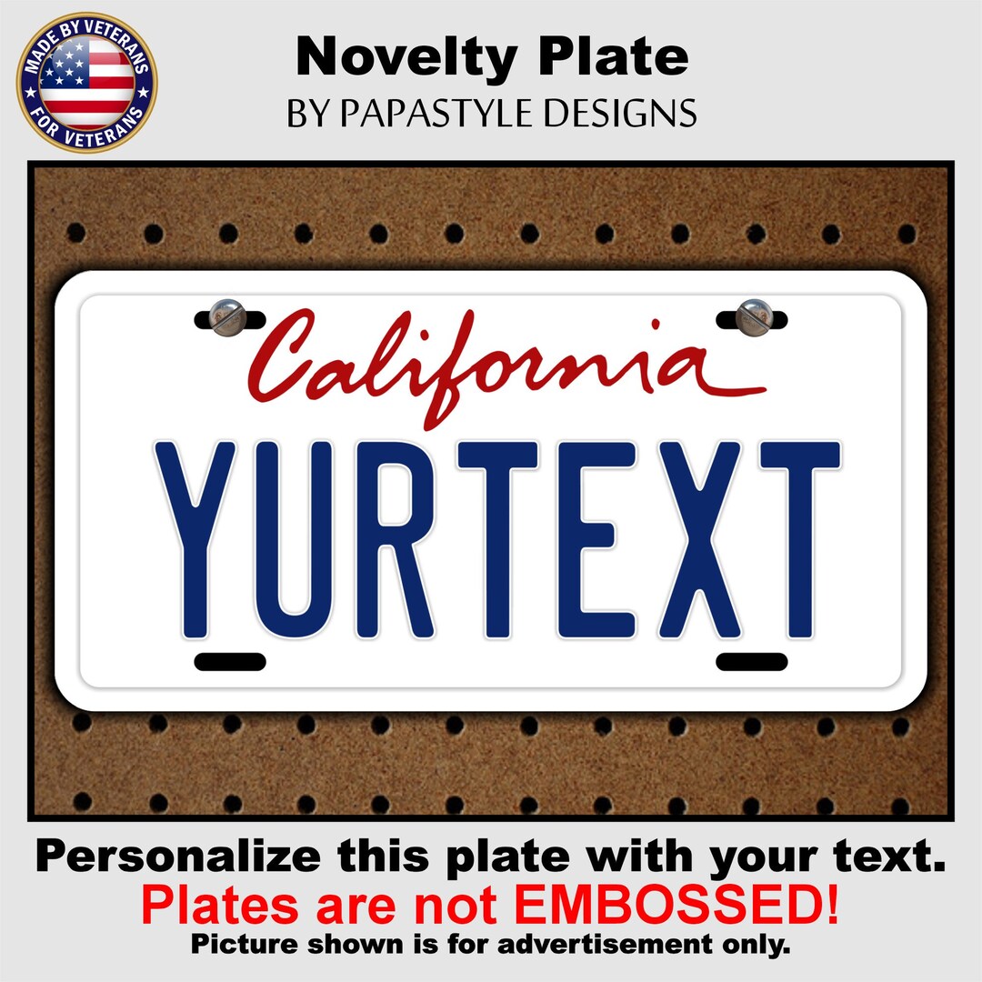 California Personalized Novelty License Plate. Made in the USA. Etsy