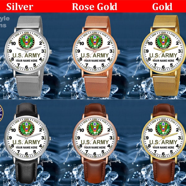 US Army Veteran Personalized Wristwatch. Made in the USA.