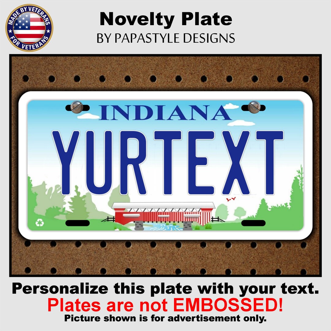 Indiana Personalized Novelty License Plate. Made in the USA. Etsy