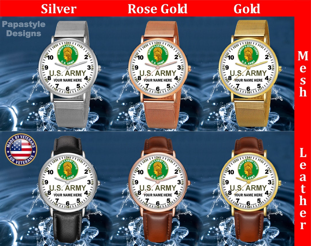 US Army Women's Army Corps Insignia Personalized Wristwatch. Made in