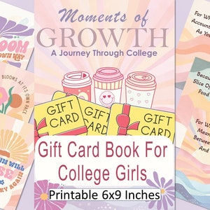 Printable College Gift Card Book 72 Pages 6x9 Inches For Teen Girl, Open When Student Survival Kit Photo Album, Inspirational Group Gift