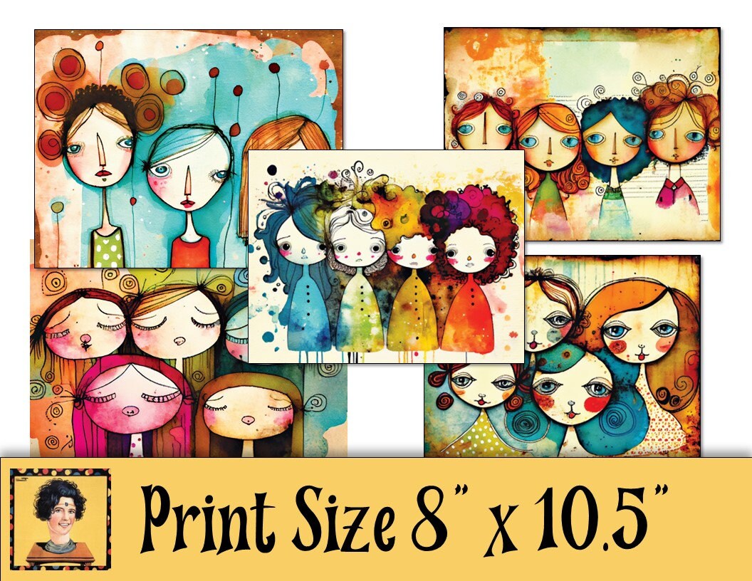 Printable Collage Paper Sheets 36 Doll Face Sketches for Art Etsy