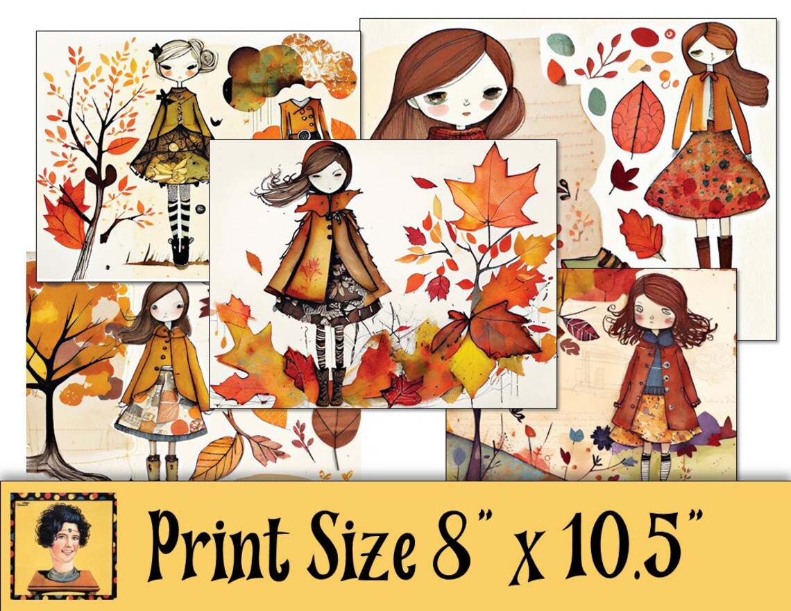 Printable Collage Paper Sheets 36 Doll Fall Fashion Sketches Etsy
