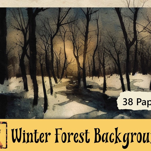 Winter Watercolor Backgrounds, 38 Digital Collage Sheets For Card Making, Paper Crafts, Art Journaling Printable Download PDF & JPEG