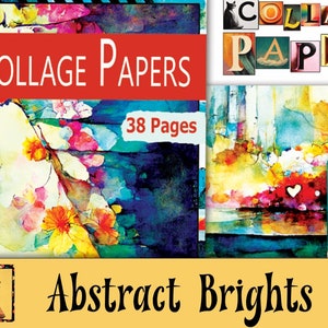 Digital Collage Sheets, 38 Vibrant Collage Papers, Abstract Brights Decorative Art For Collage, Art Journaling Printable Download PDF & JPEG