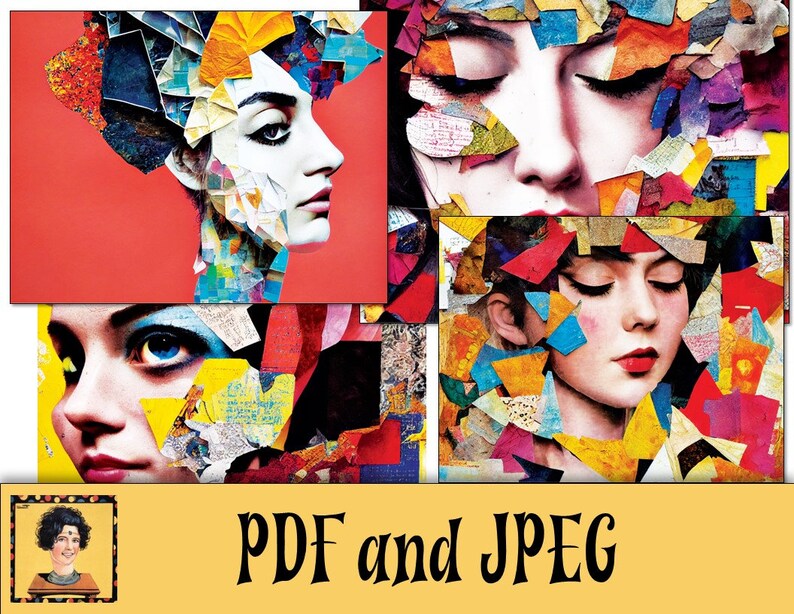 Digital Collage Sheets, 39 Pages Mixed Media Paper for Art Journaling