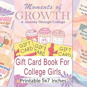 Printable College Gift Card Book 72 Pages 5x7 Inches For First Year Teen Girl, Student Survival Photo Album, Inspirational Group Gift